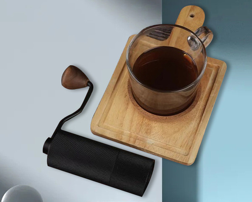 เครื่องบดกาแฟดำอลูมิเนียมด้ามสแตนเลสพร้อมเสี้ยน