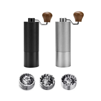 Al-Alloy Body เครื่องบดกาแฟมือหมุนขนาดเล็กแบบพกพา 420 Stainless Steel Burr