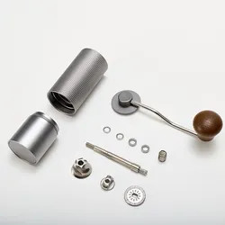 Al-Alloy Body เครื่องบดกาแฟมือหมุนขนาดเล็กแบบพกพา 420 Stainless Steel Burr