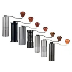Al-Alloy Body เครื่องบดกาแฟมือหมุนขนาดเล็กแบบพกพา 420 Stainless Steel Burr