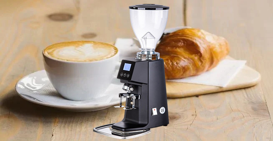 เครื่องบดกาแฟแบบพาณิชย์ที่ไม่มีปริมาณ 220V เหล็กไร้สแตนเลส พร้อมถังผงกาแฟ